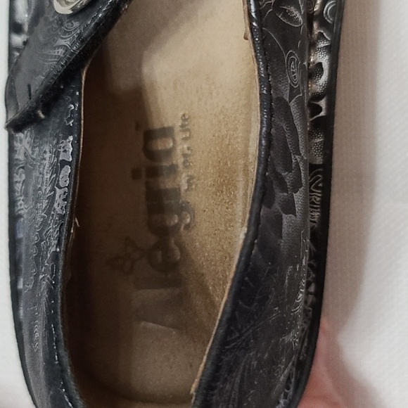 Alegria Womens Mary Janes Shoes Black Silver Floral Paisley Sz 36/5.5 GUC READ - Picture 3 of 12
